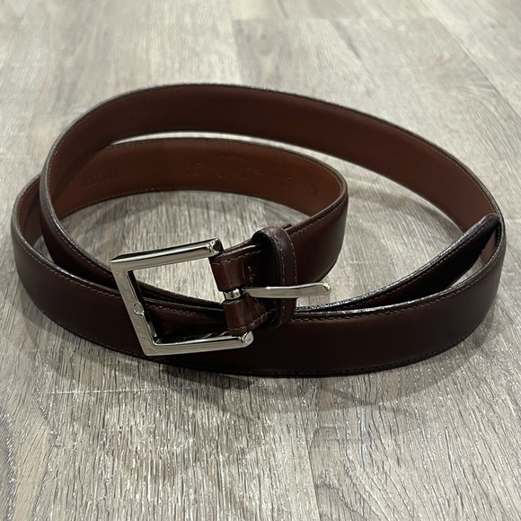 Saks Fifth Avenue Sz 46 Antique Brown Aniline Kipskin Shoulder Made in USA Belt - Picture 2 of 13